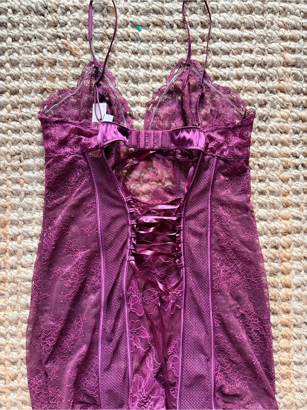 Nwt victoria secret Lace Chemise Slip with garter Deep Burgundy -Intimates